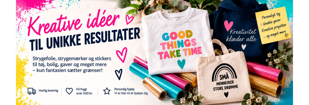 Strygefolie, strygemærker og stickers til kreative projekter