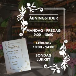 Design din egen åbningstidssticker Design din egen åbningstidssticker
