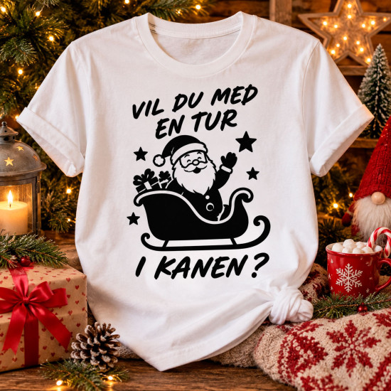 Vil du med en tur i kanen – jule strygemærke Jule strygemærke Vil du med en tur i kanen