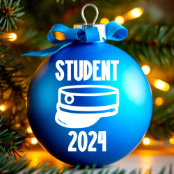 Student og årstal klistermærke til julekugle Student og årstal klistermærke til julekugle