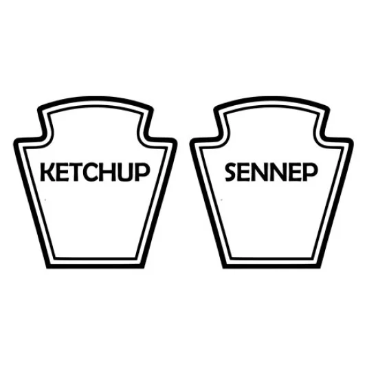 strygestof af høj kvalitet, Label Ketchup og Sennep