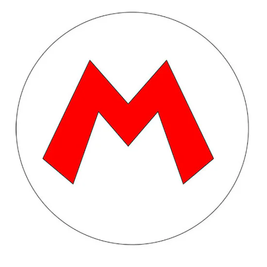 strygestof af høj kvalitet, Mario logo Mario logo med rødt M i hvid cirkel