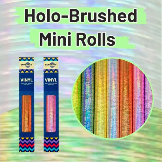 strygestof af høj kvalitet, SUPERIOR® 9700 Holo-børstet selvklæbende vinyl minirulle SUPERIOR® 9700 Holo-børstet selvklæbende vinyl minirulle