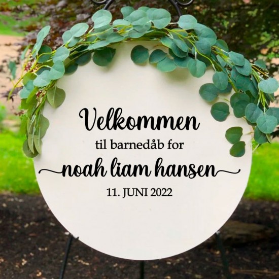 Rundt skilt til barnedåb #2 - klistermærke
