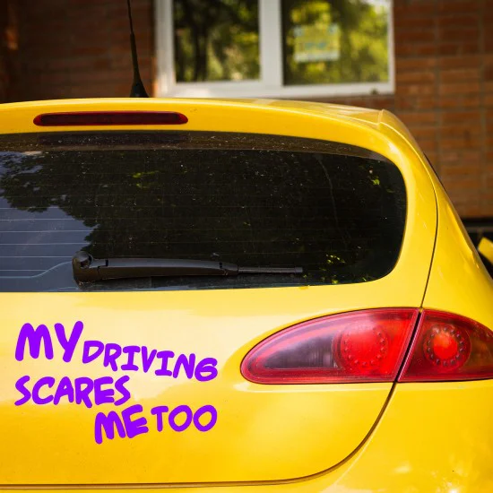strygestof af høj kvalitet, My driving scares me too - sticker MY DRIVING SCARES ME TOO