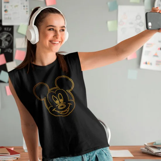strygestof af høj kvalitet, Holografisk Mickey Mouse - strygemærke Holografisk Mickey Mouse - strygemærke