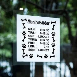 Åbningstider poter/ben (sticker) Åbningstider poter/ben (sticker)
