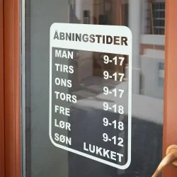 Åbningstider (sticker) firkantet med runde hjørner uden baggrund Åbningstider (sticker) firkantet med runde hjørner uden baggrund
