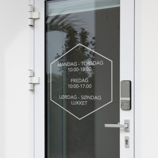 strygestof af høj kvalitet, Åbningstider (sticker) sekskantet Åbningstider (sticker) sekskantet