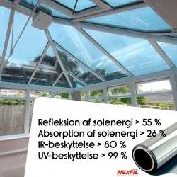 Reflekterende solbeskyttelsesfilm NEXFIL HP Silver 20 EXT