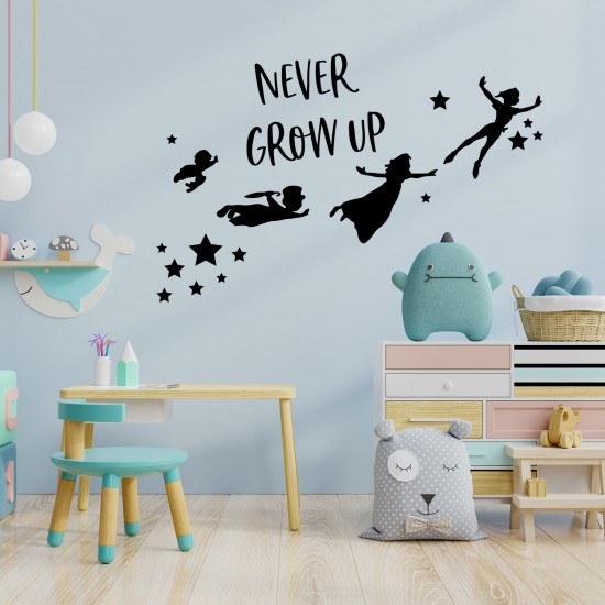 strygestof af høj kvalitet, Never grow up Peter Pan - sticker Never grow up Peter Pan - sticker